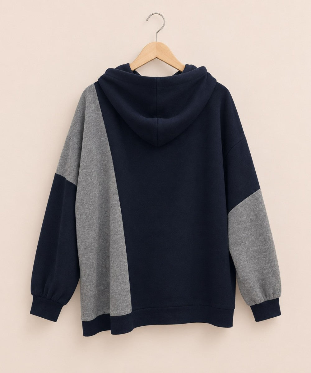 61-2729BLANC basque [Rogique]アシメバイカラーダンボールニットフーディ【先行予約】