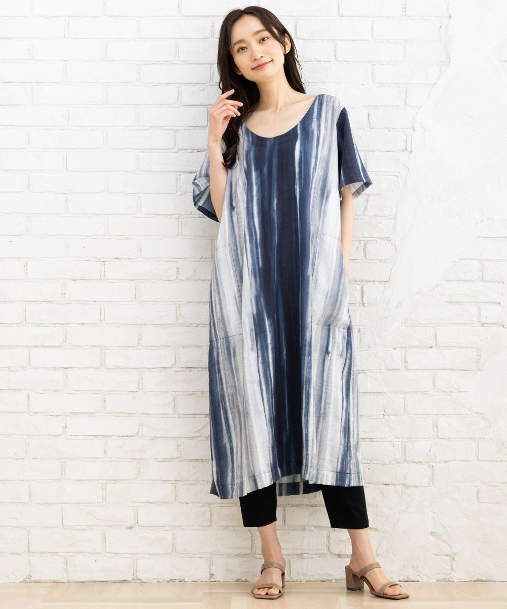 21号(6L～) KOKOMARINA グラデーションストライプワンピース