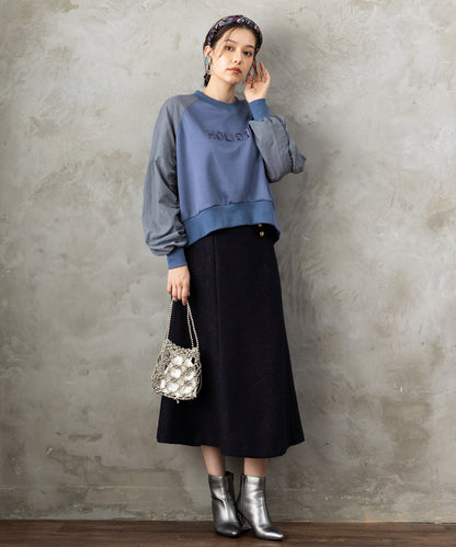 【JETSET SOLO PLUS】ネップツイードボタンデザインスカート