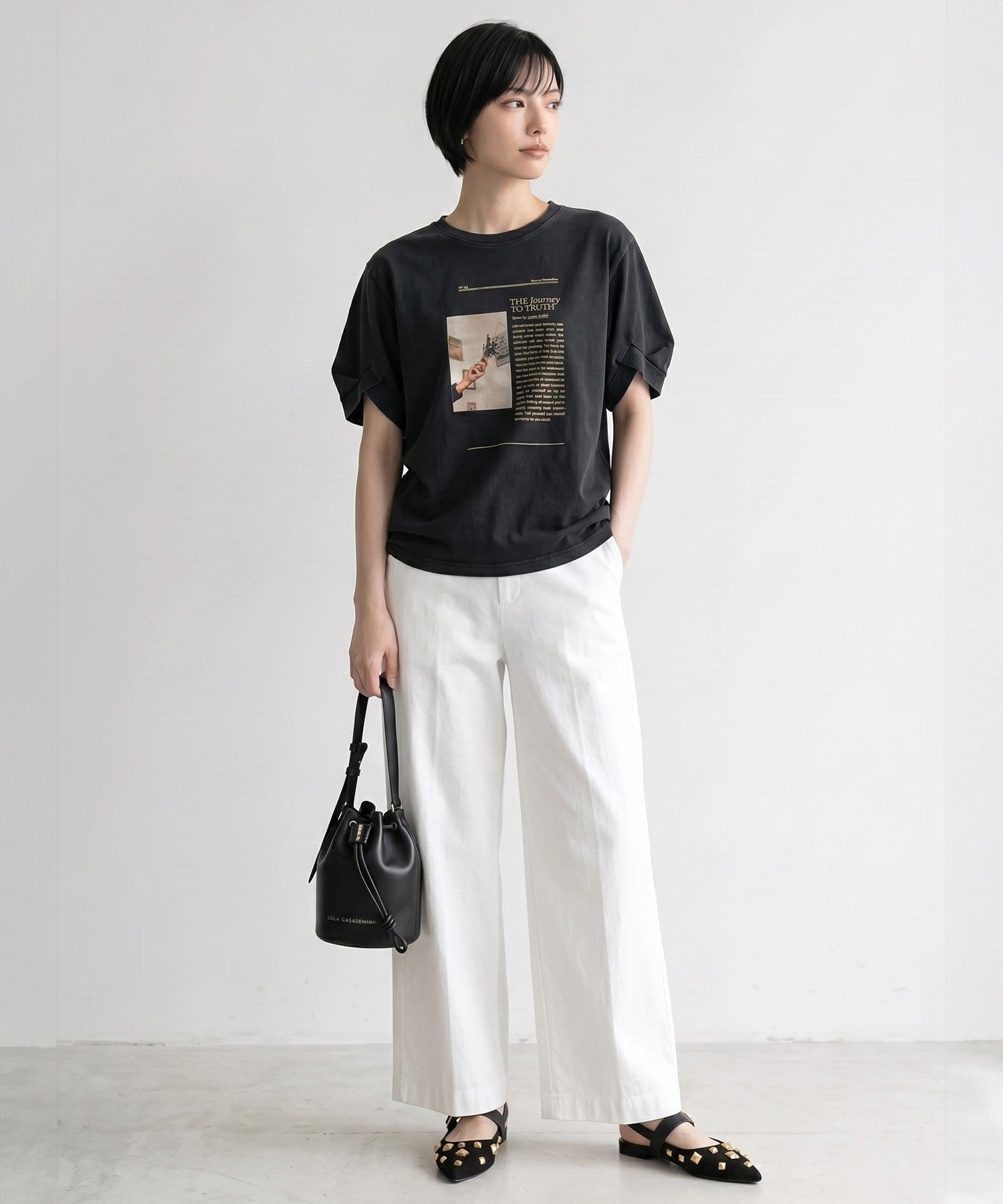【FONT LAB】フォト×フォントプリント変形スリーブTシャツ