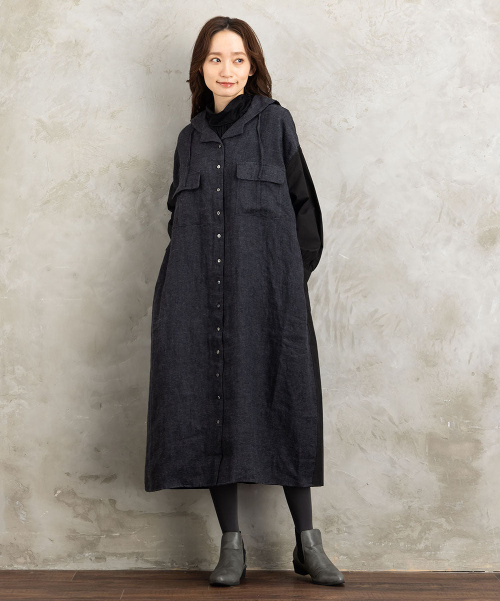 リネン起毛セーラーカラーワンピース