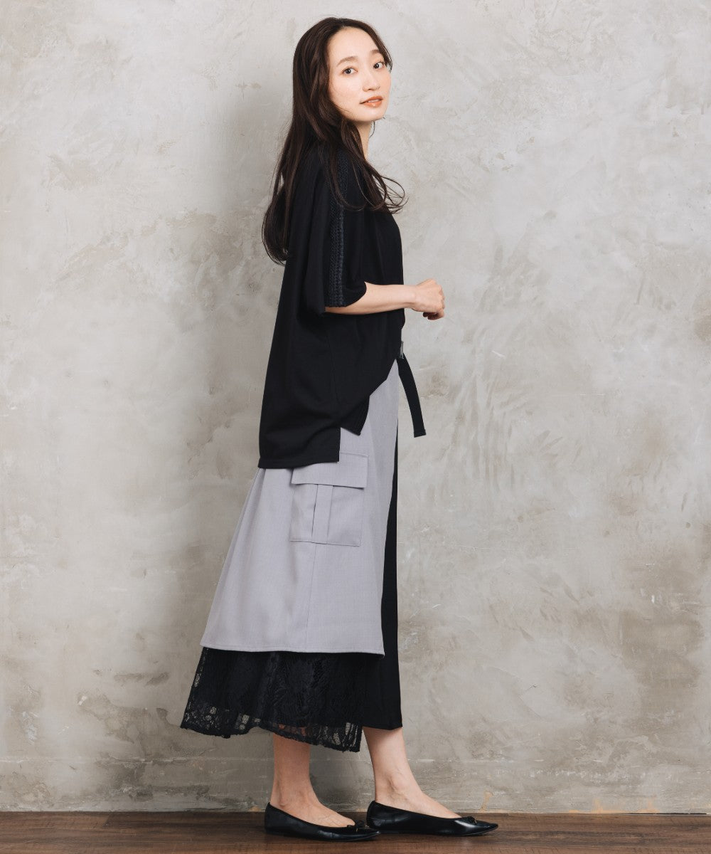 BLANC basque [Rogique]アシンメトリーラップ風レースドッキングスカート