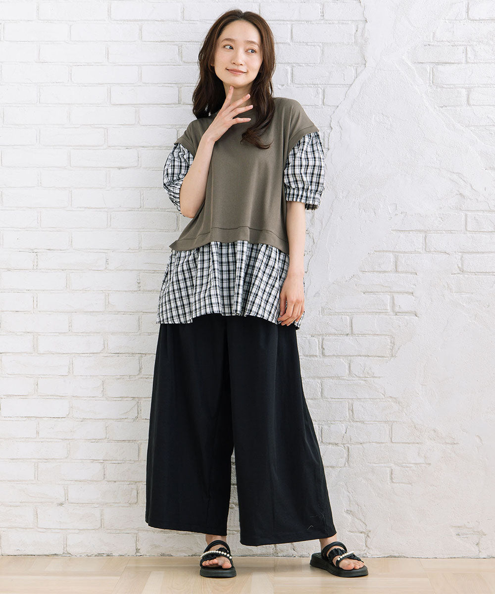 【sabstreet bis】【web限定】 ストレッチゆるタックワイドパンツ