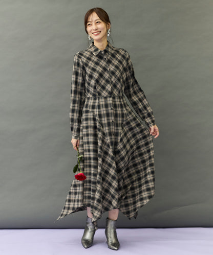 【WILD PONY】チェックハンカチーフヘムシャツワンピース