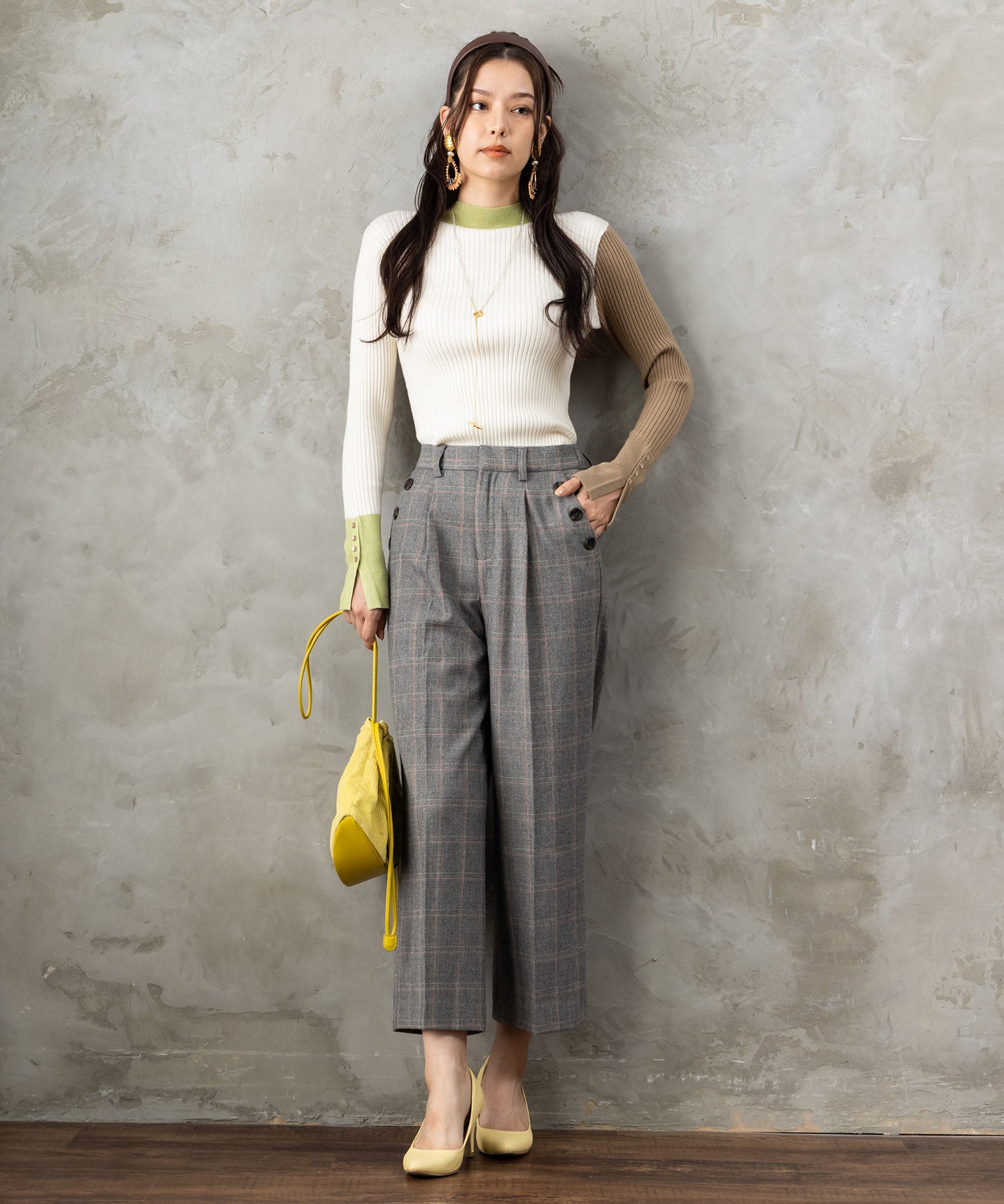 【JETSET SOLO PLUS】両面起毛ポケット釦ワイドパンツ