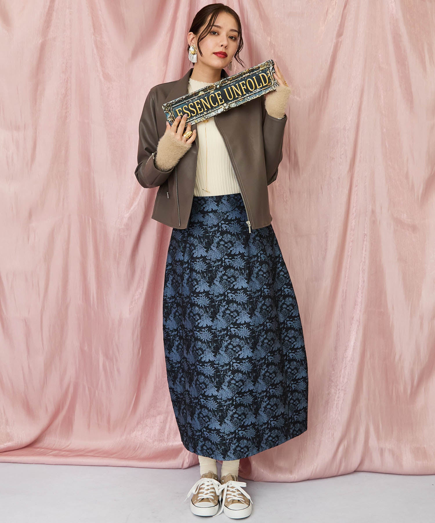 23-5546【FONT LAB】フェイクレザーライダースブルゾン