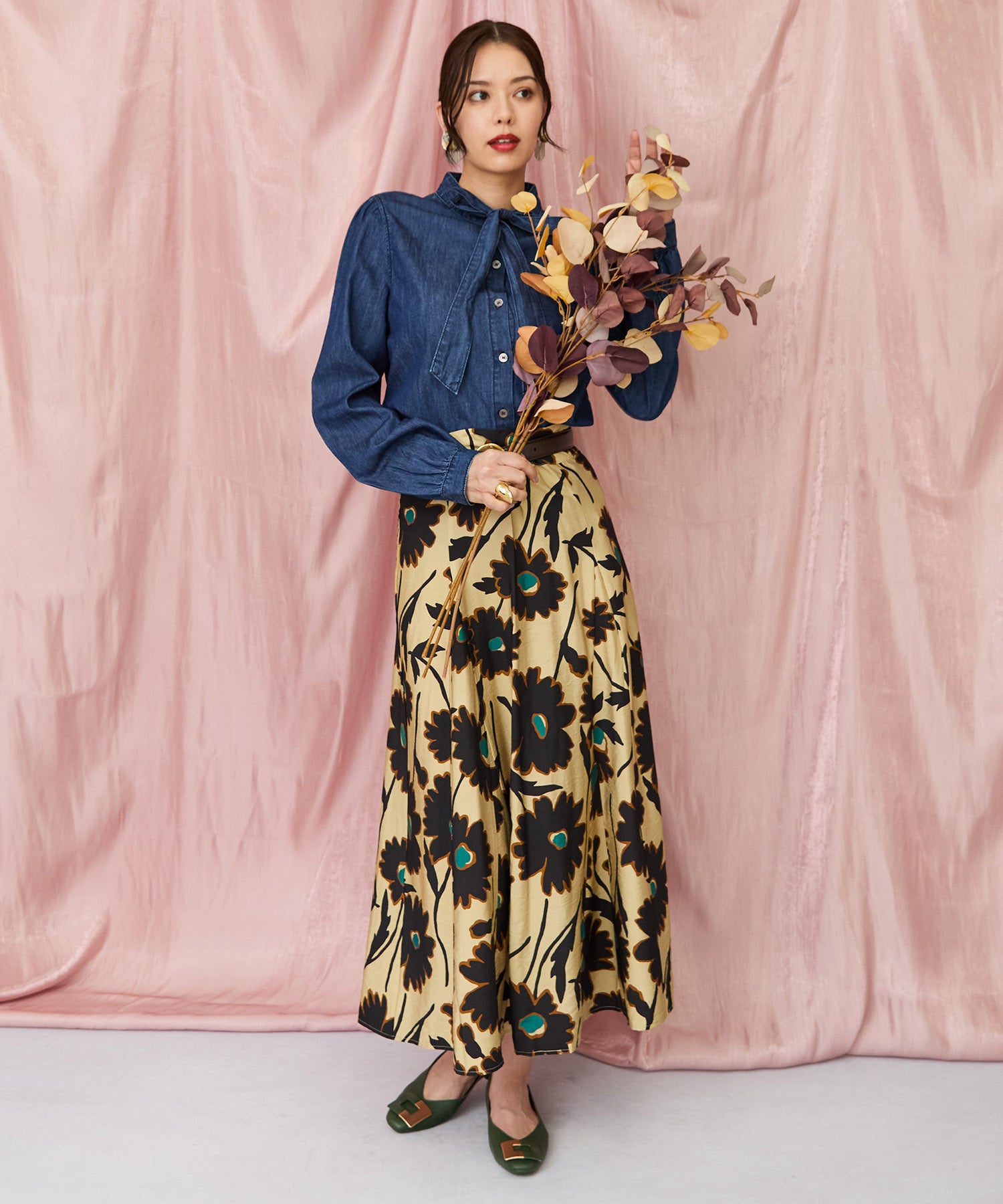 フラワープリント トップス＆スカート セット レディース スカート ビッグフラワープリント ｜JETSET SOLO PLUS