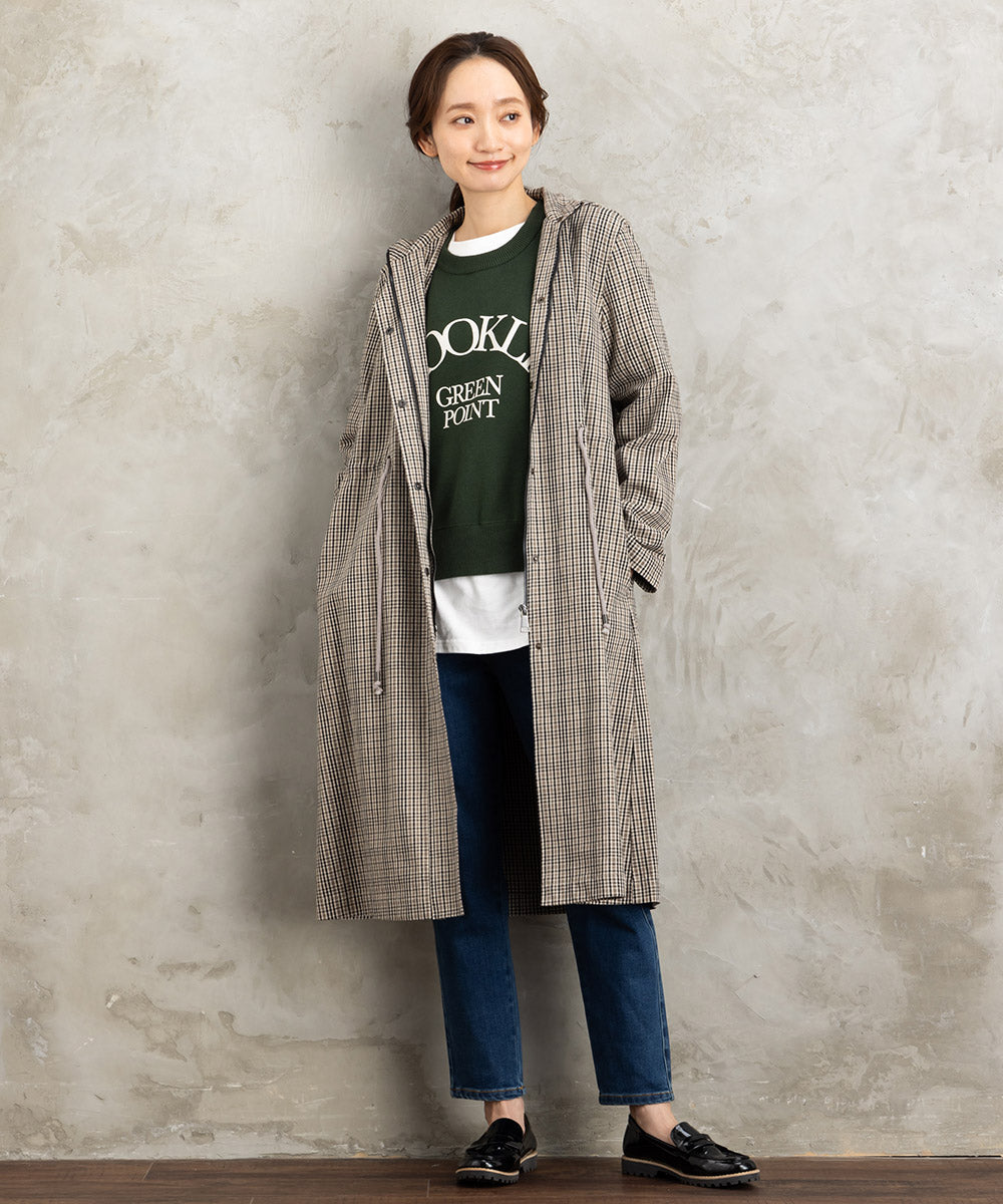 Humility ウエストドロストフーディチェックコート