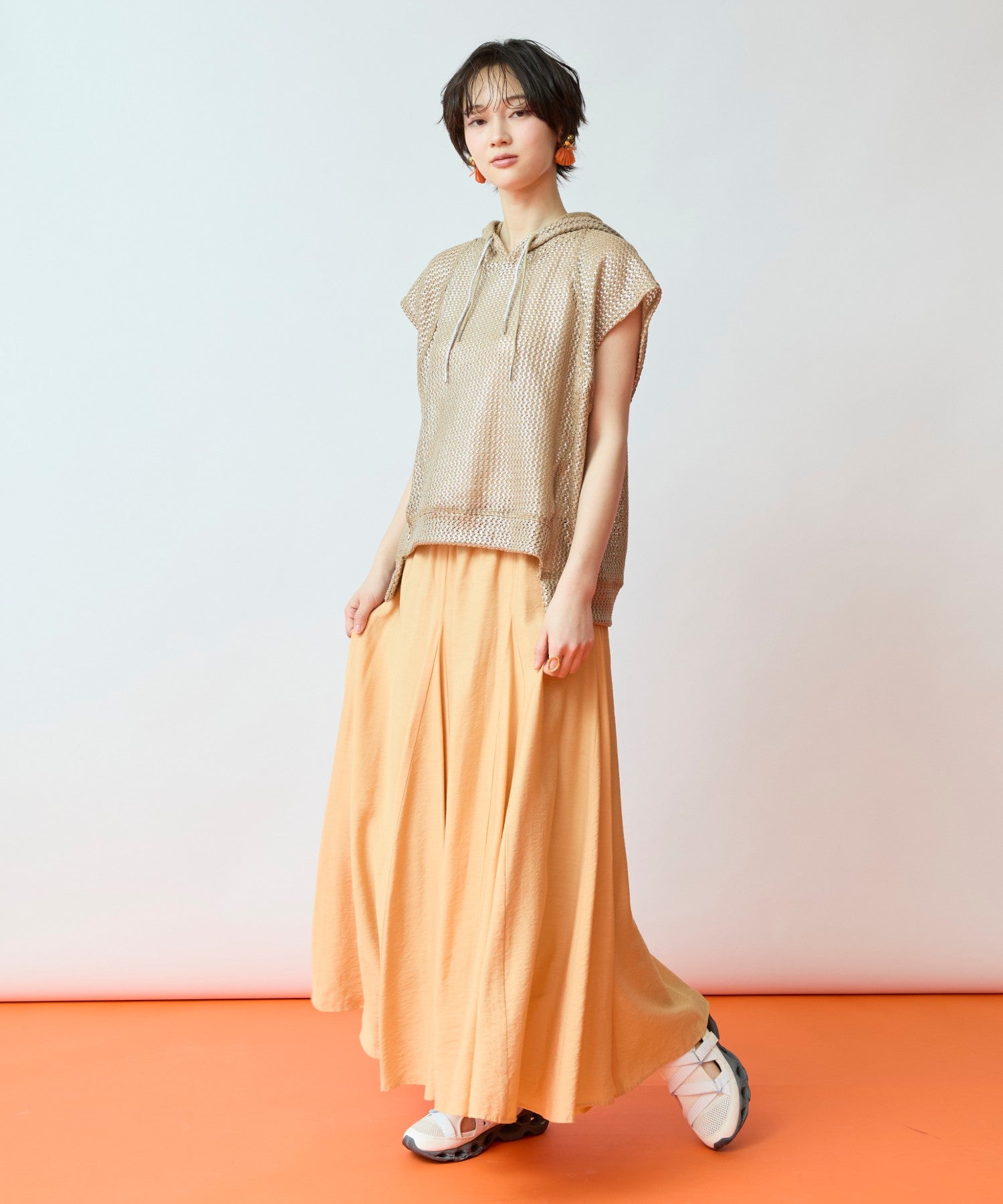 【FONT LAB】メタリックメッシュフーディニット