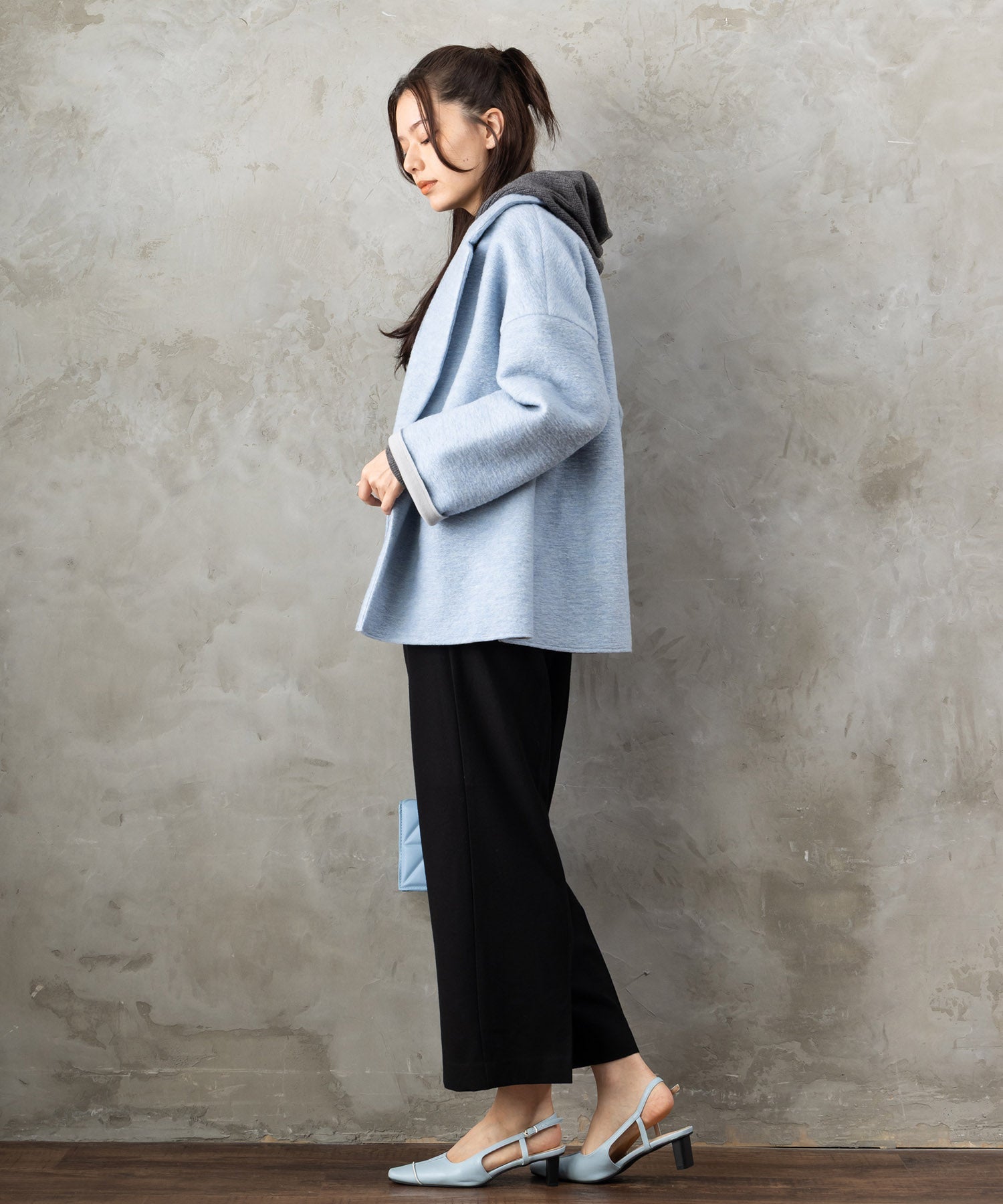 【JETSET SOLO PLUS】LANIFICIO BECAGLIバイカラーボンディングハーフコート