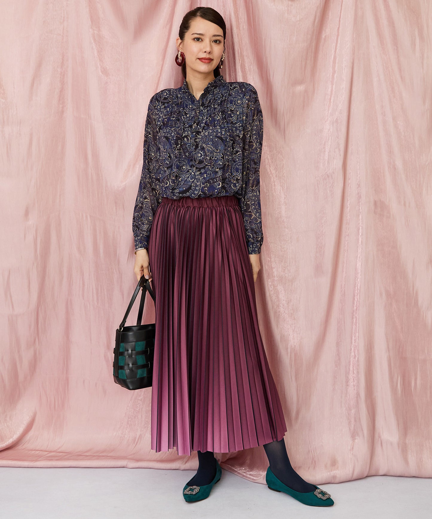 01-5917【ARTLOVE】ペイズリーピンタックブラウス