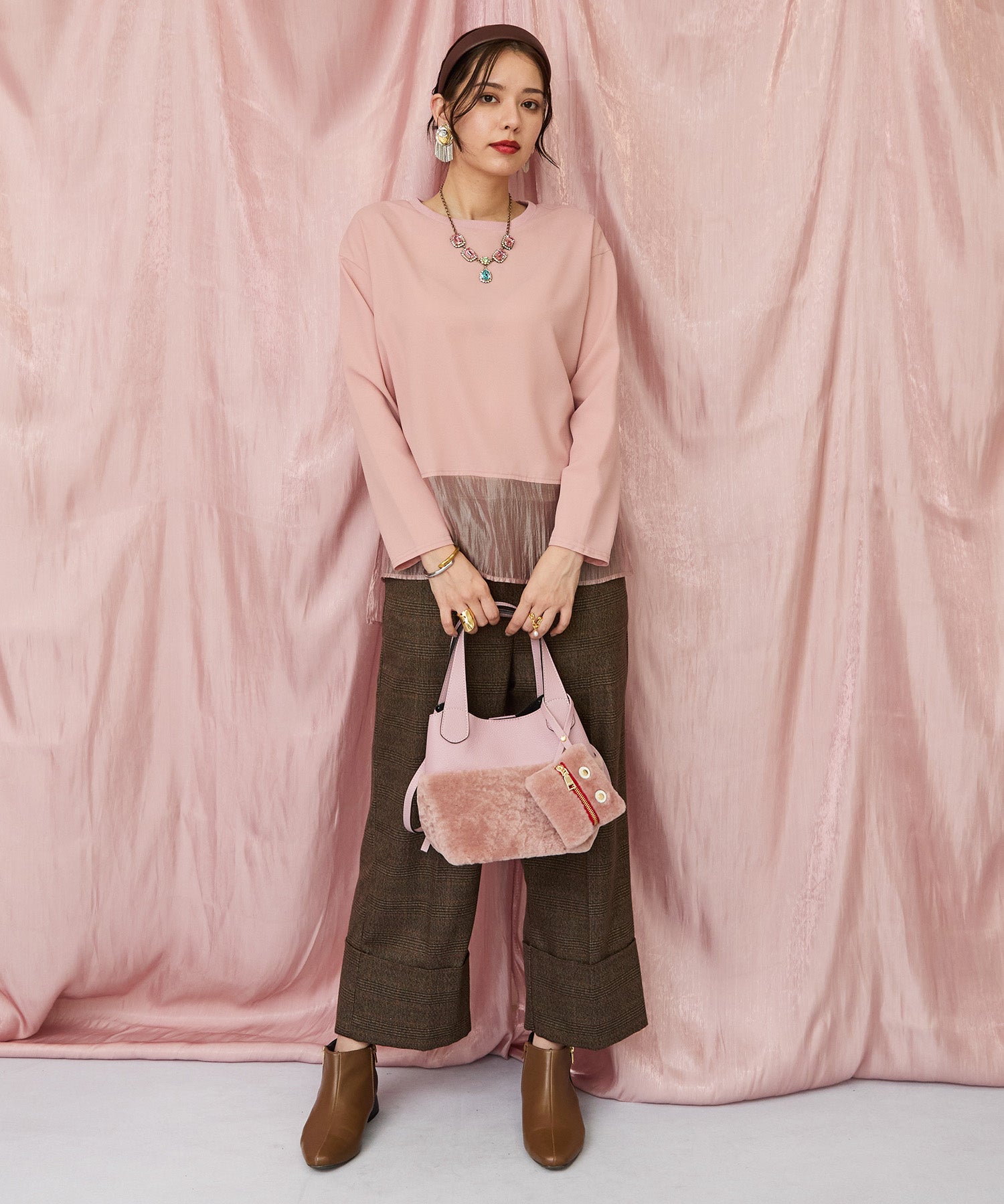 01-1342【JETSET SOLO PLUS】2WAYジョーゼットオーガンジーコンビブラウス