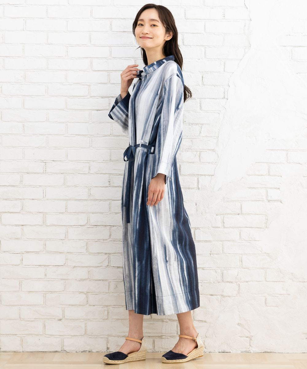 21号(6L～) KOKOMARINA ウエストマークグラデーションストライプワンピース