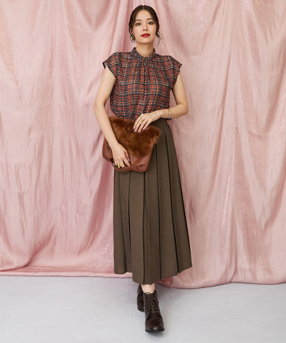 【FONT LAB】フリンジチェックハイネックブラウス