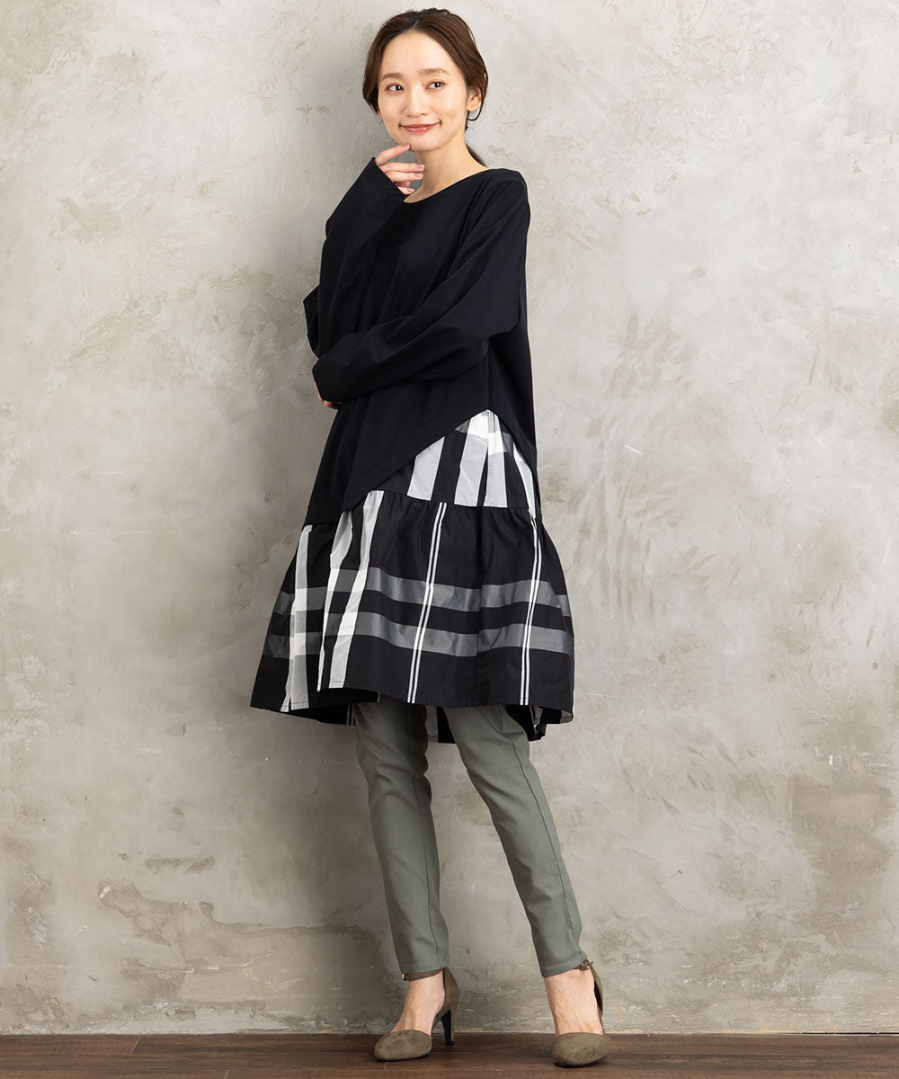 KOKOMARINA チェックレイヤードチュニック