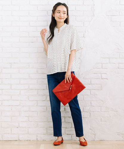 21号(6L～) FONTLAB タックジョーゼットドットブラウス