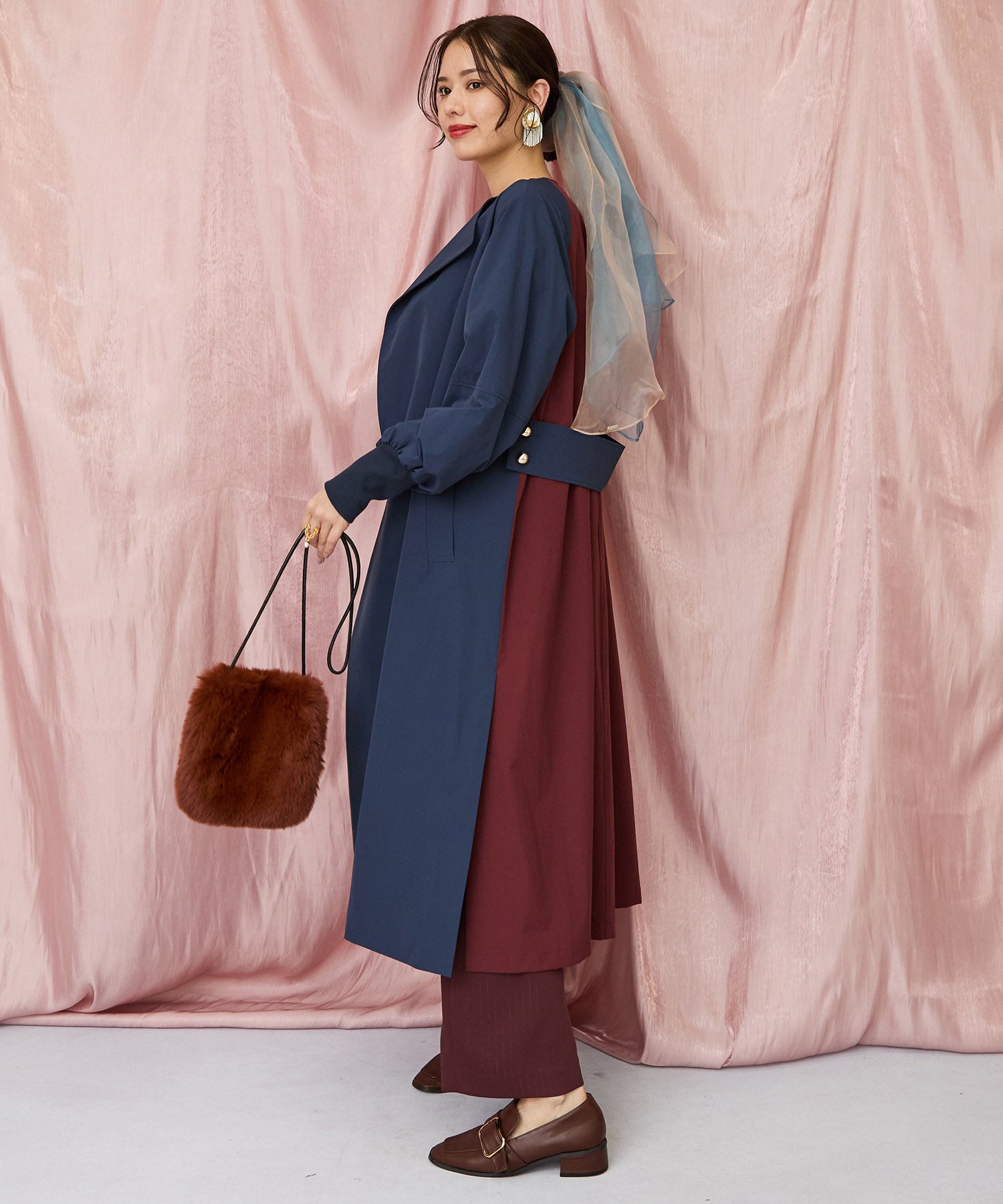 71-5584【FONT LAB】バイカラーリブスリーブコート