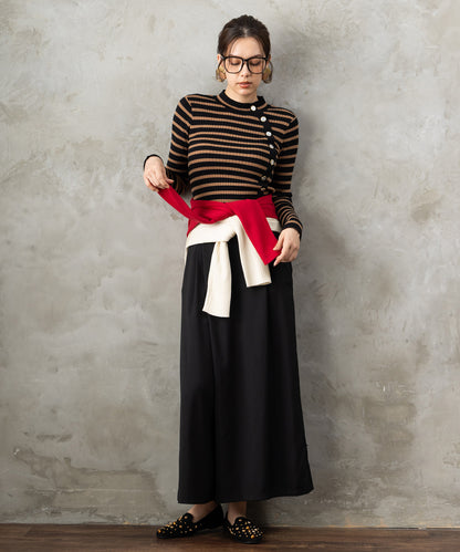 51-5650【FONT LAB】アシンメトリー釦ハイネックリブニット