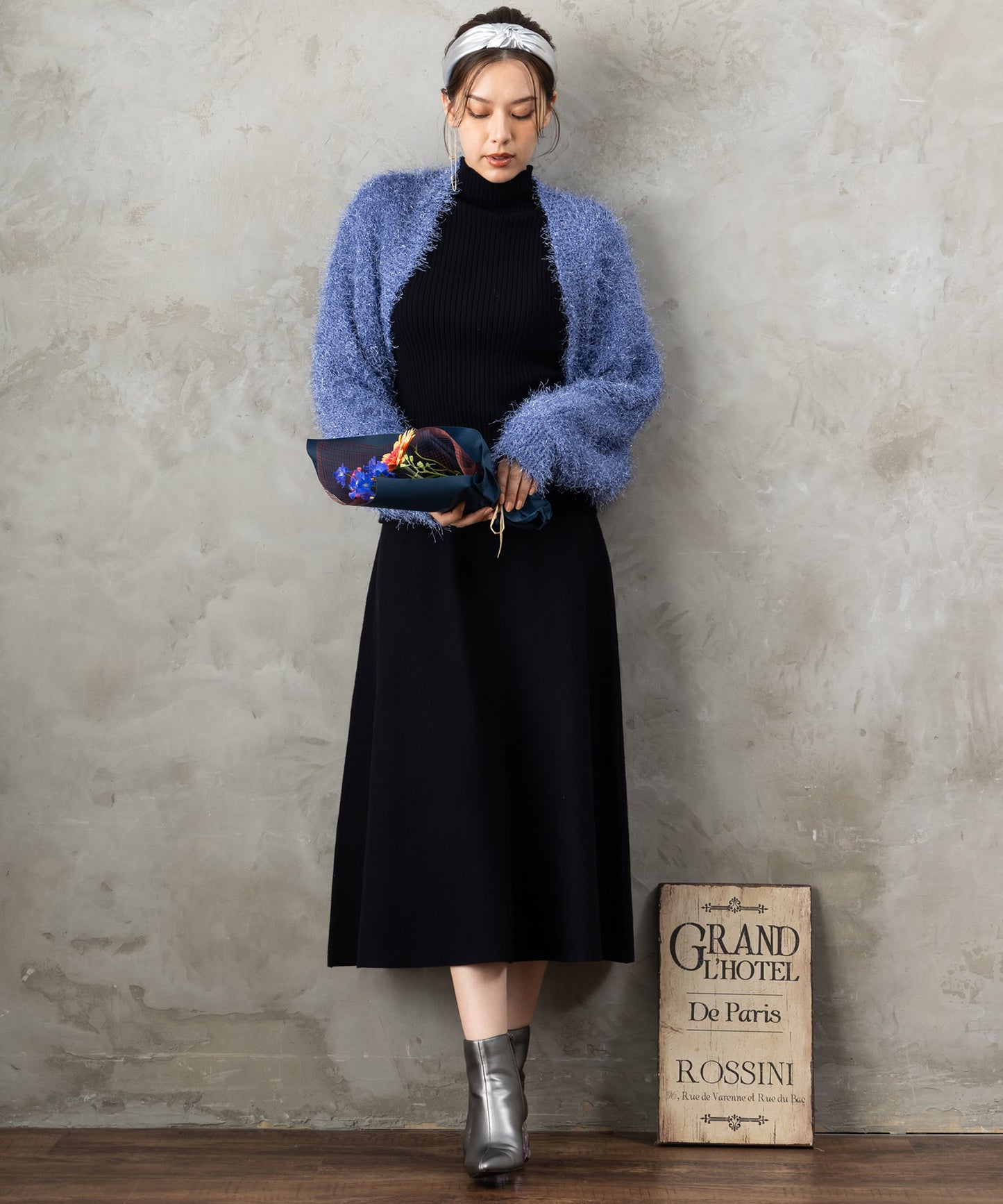 14-5887【FONT LAB】ミラノリブニットフレアスカート