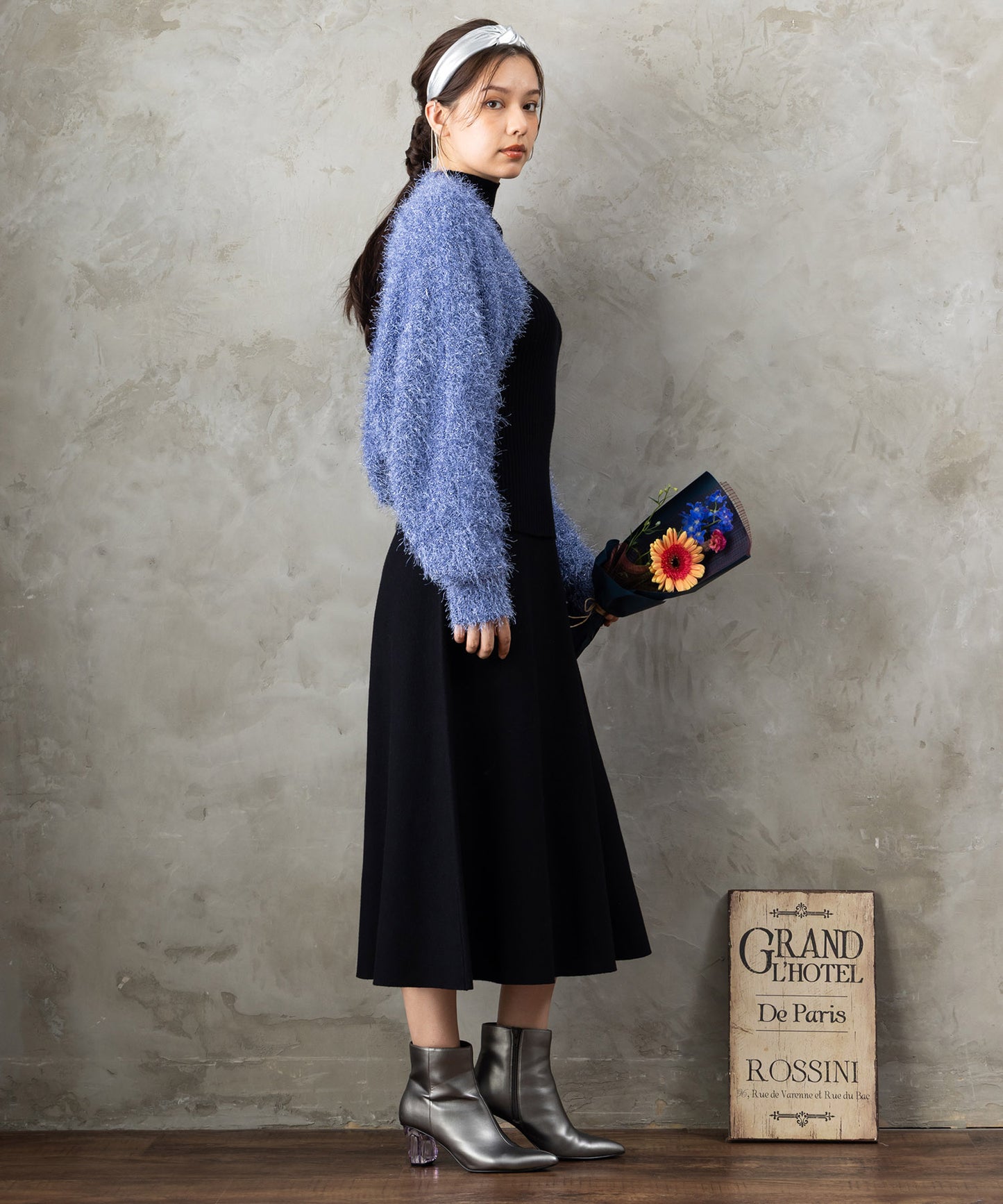 14-5887【FONT LAB】ミラノリブニットフレアスカート