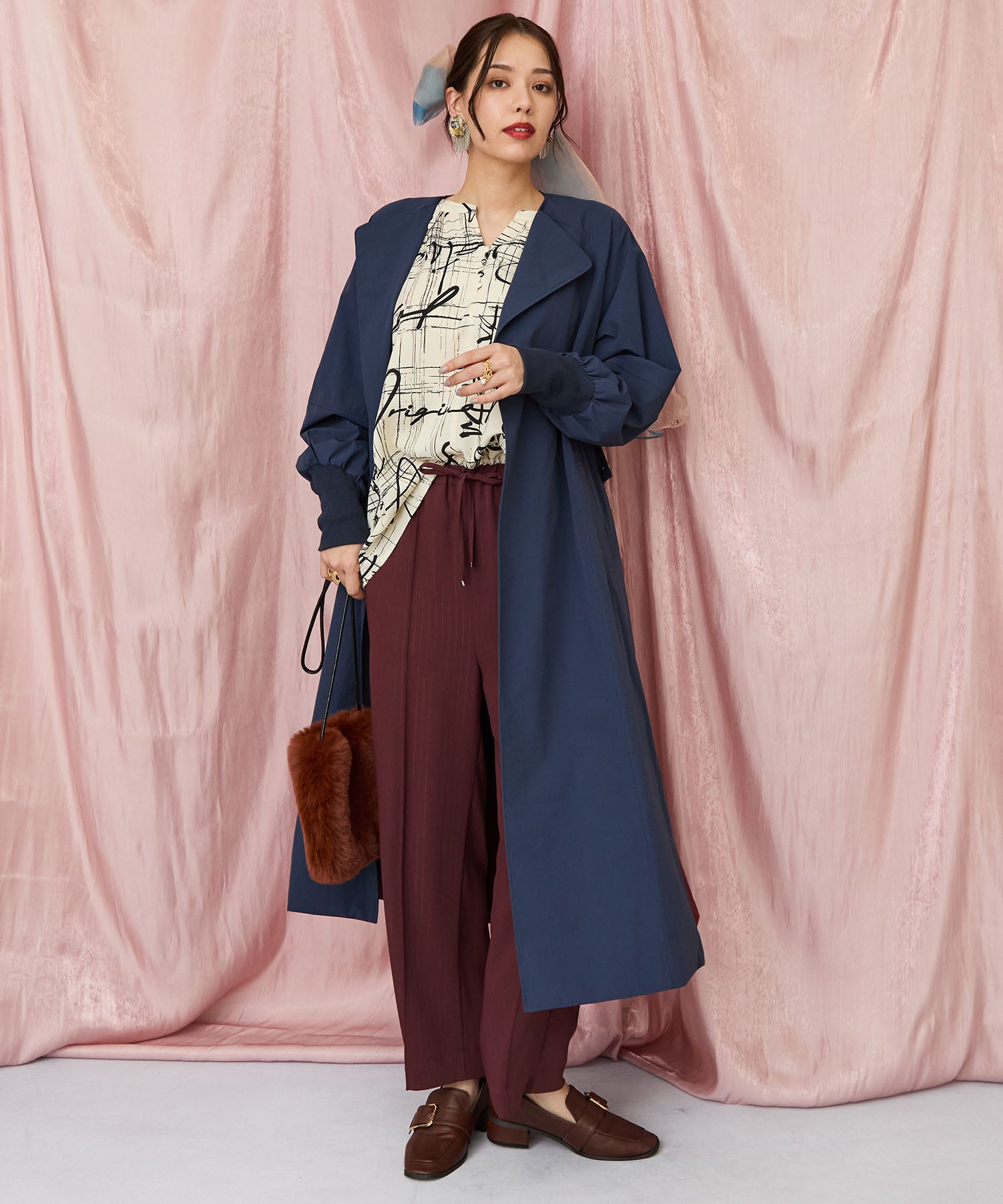 71-5584【FONT LAB】バイカラーリブスリーブコート