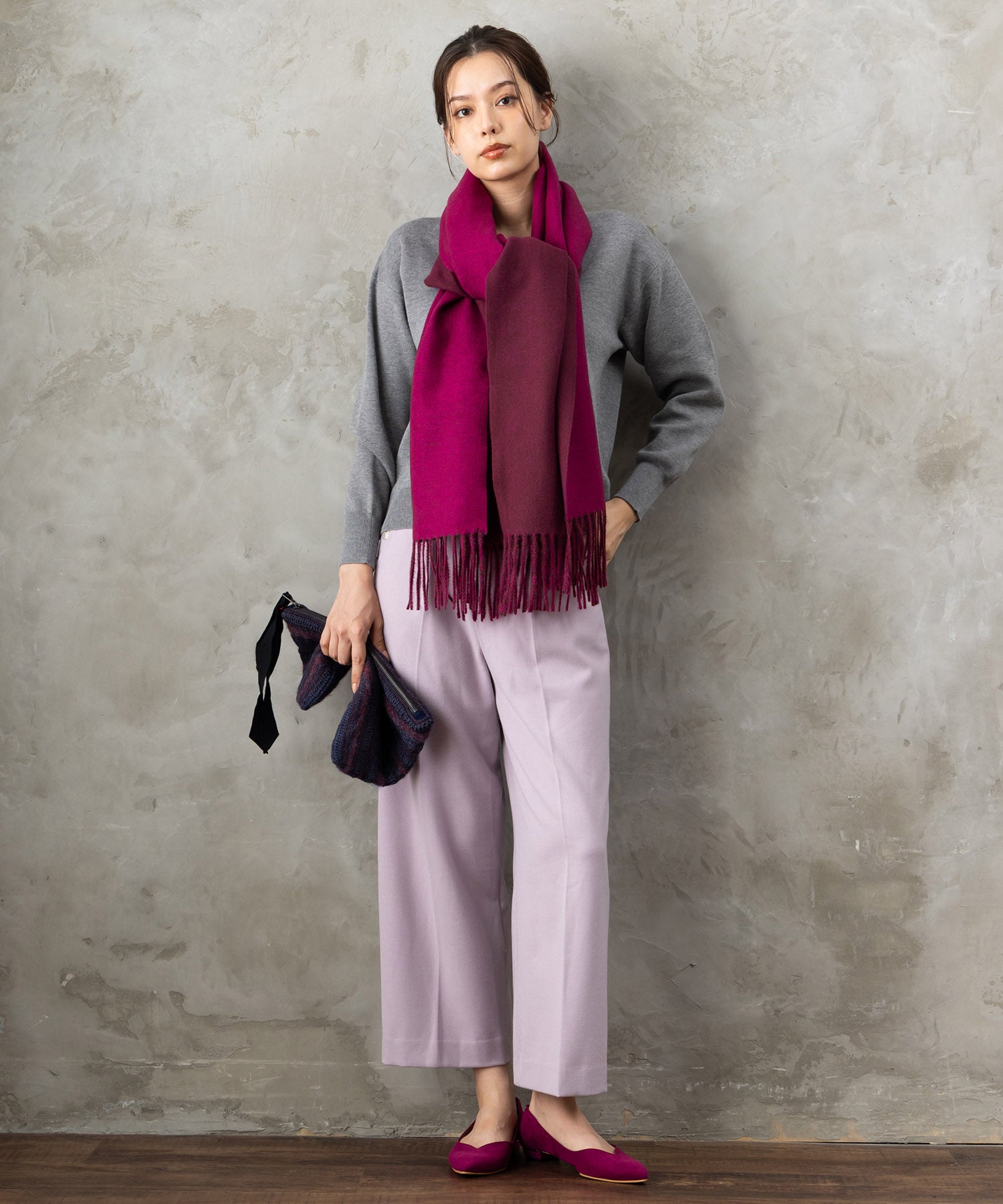 【JETSET SOLO PLUS】両面起毛ポケット釦ワイドパンツ