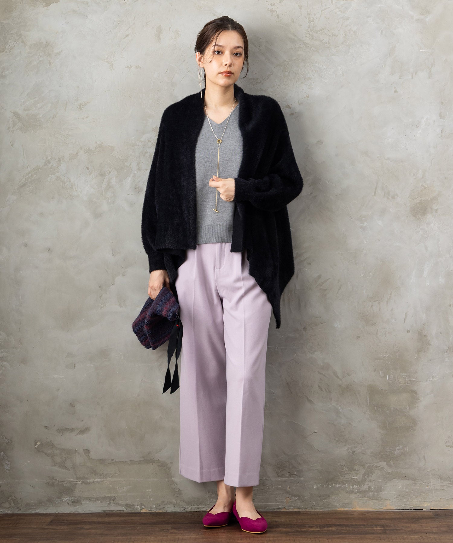 【JETSET SOLO PLUS】両面起毛ポケット釦ワイドパンツ