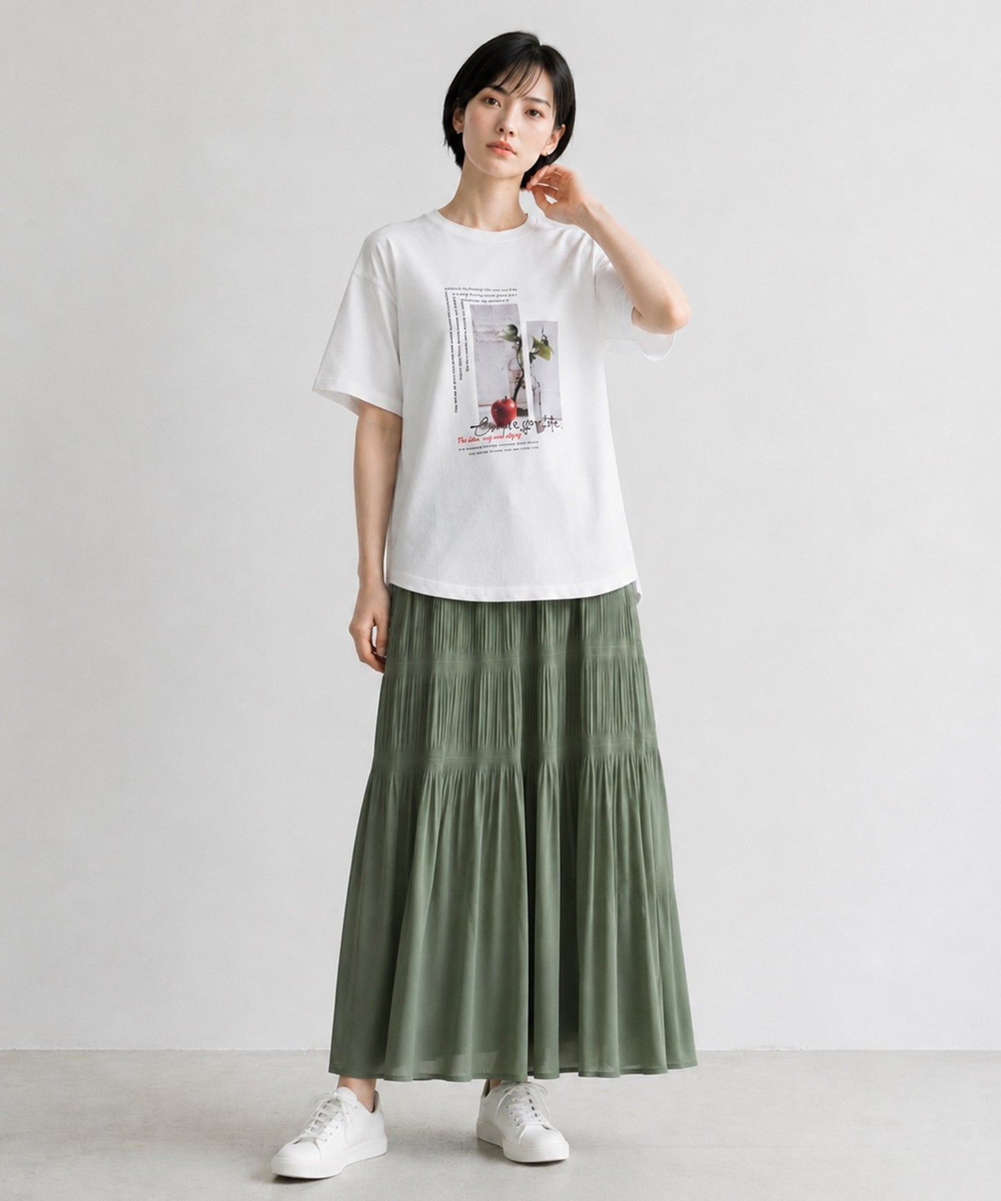 【FONT LAB】ドライタッチコットンアップルフォトTシャツ
