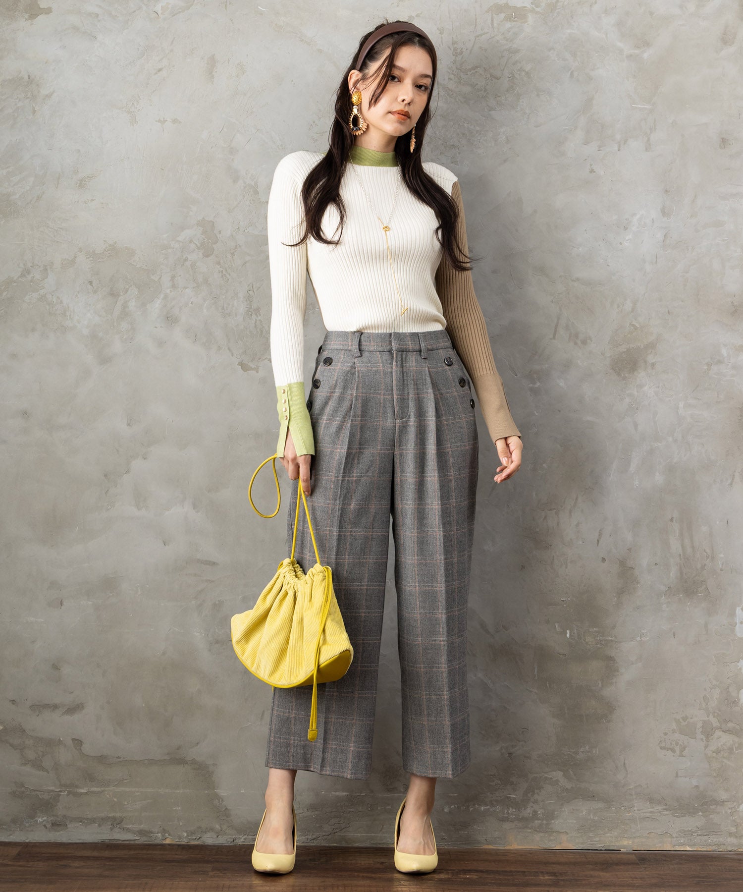 【JETSET SOLO PLUS】両面起毛ポケット釦ワイドパンツ