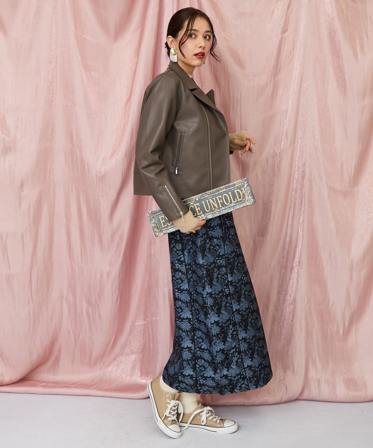 23-5546【FONT LAB】フェイクレザーライダースブルゾン