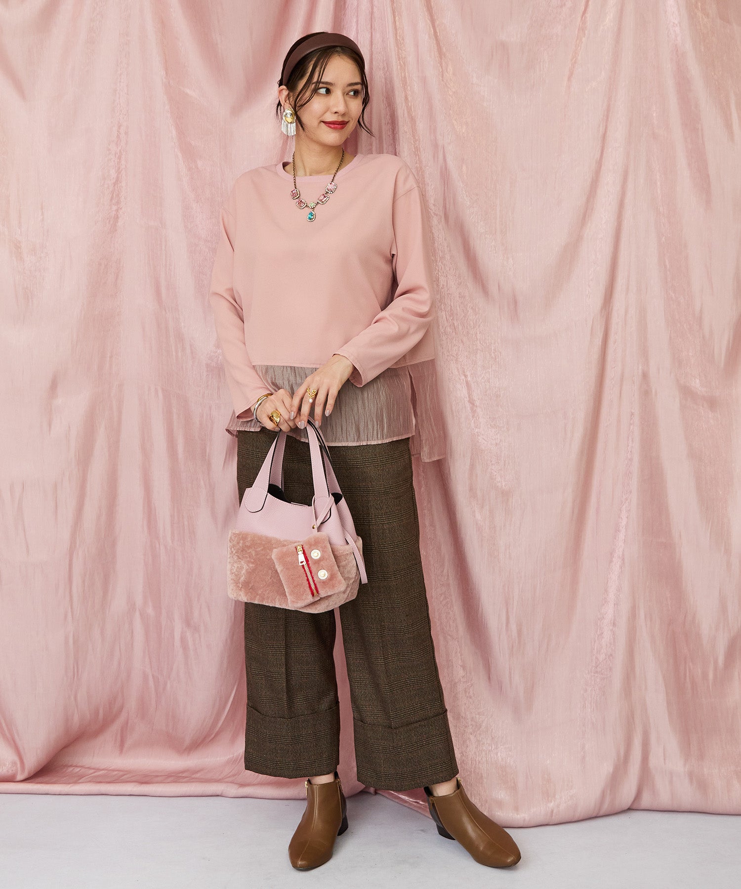 01-1342【JETSET SOLO PLUS】2WAYジョーゼットオーガンジーコンビブラウス