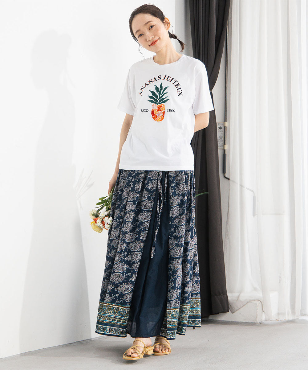 64-2678　21号(6L～) トロピカルパインエンブロイダリーTシャツ【先行予約】