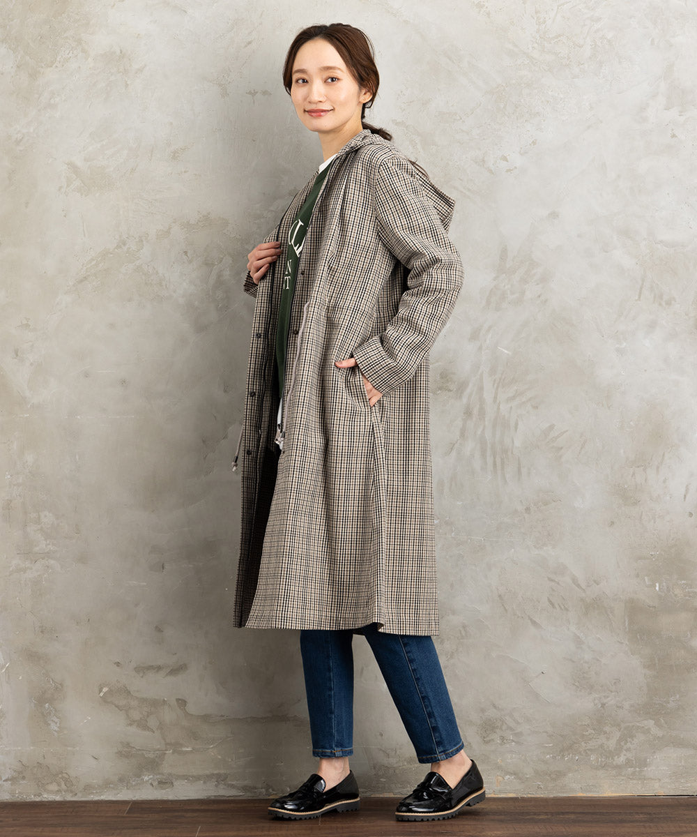 Humility ウエストドロストフーディチェックコート