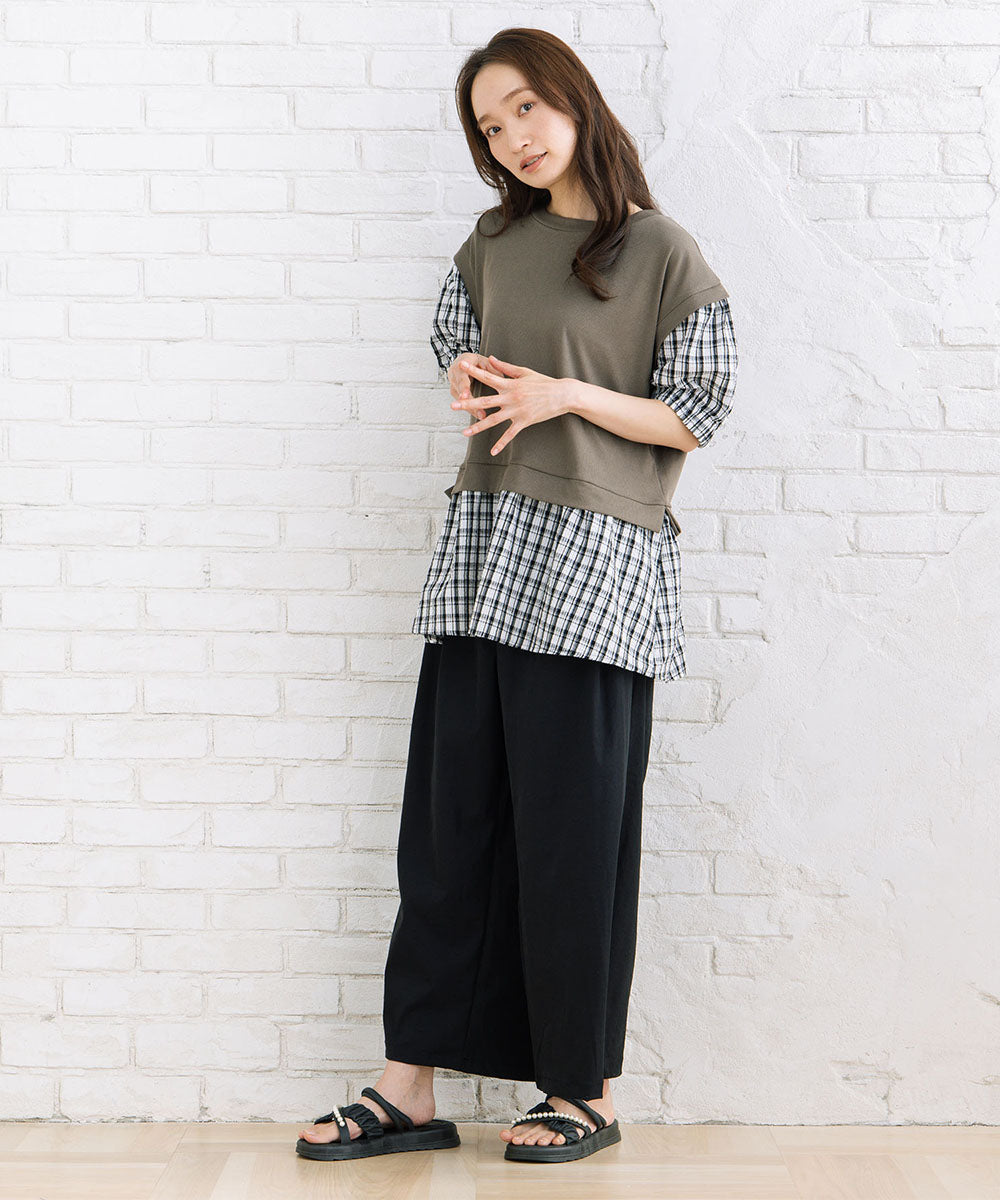 【sabstreet bis】【web限定】 ストレッチゆるタックワイドパンツ