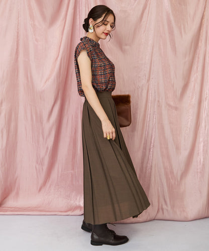 【FONT LAB】フリンジチェックハイネックブラウス