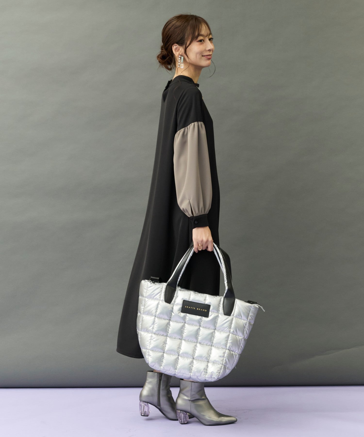 【SKATIE】メタリックパテッドトートBAG