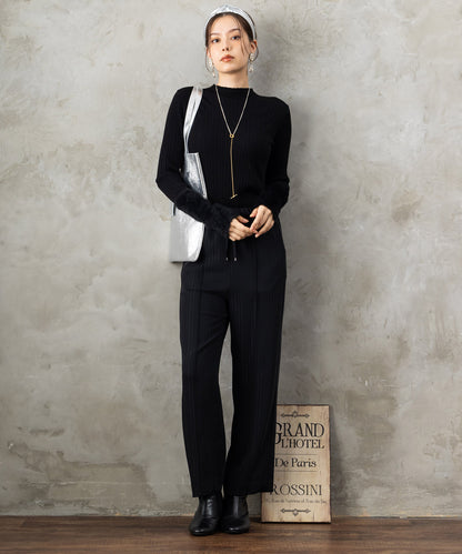 12-1898【JETSET SOLO PLUS】ラメピンストライプイージーパンツ