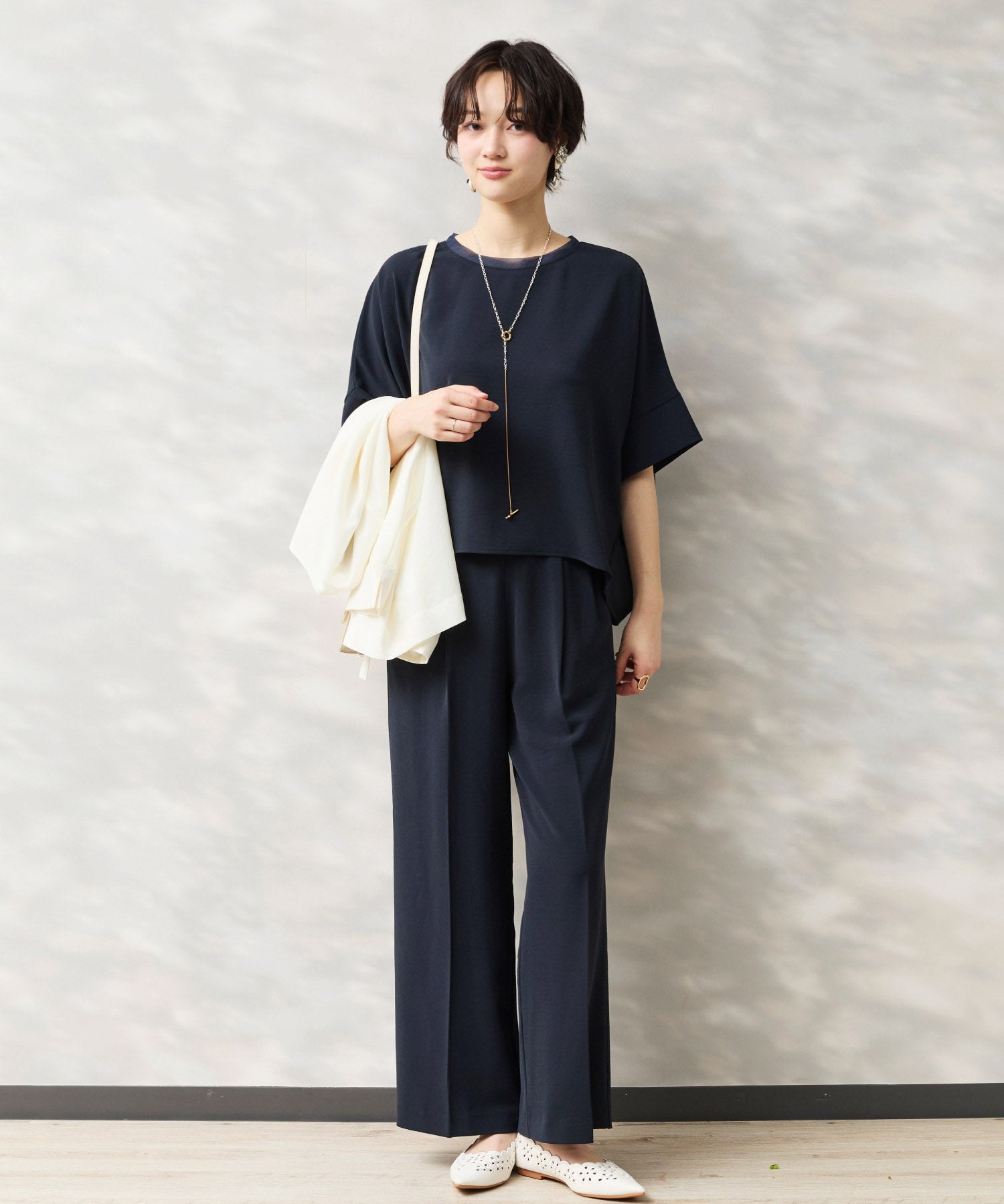 【JETSET SOLO PLUS】ハイストレッチカルゼワッシャーブラウス