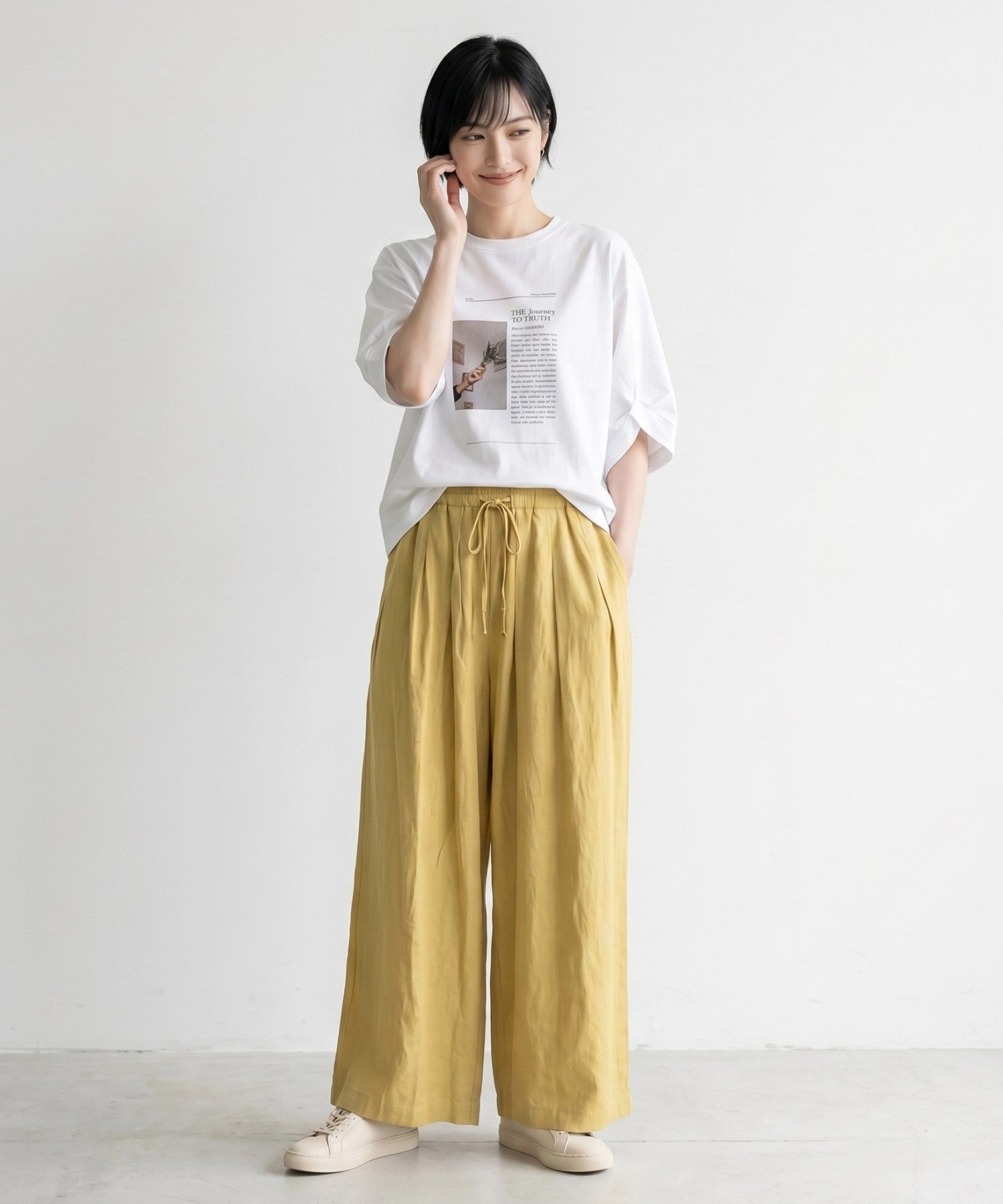 【FONT LAB】フォト×フォントプリント変形スリーブTシャツ