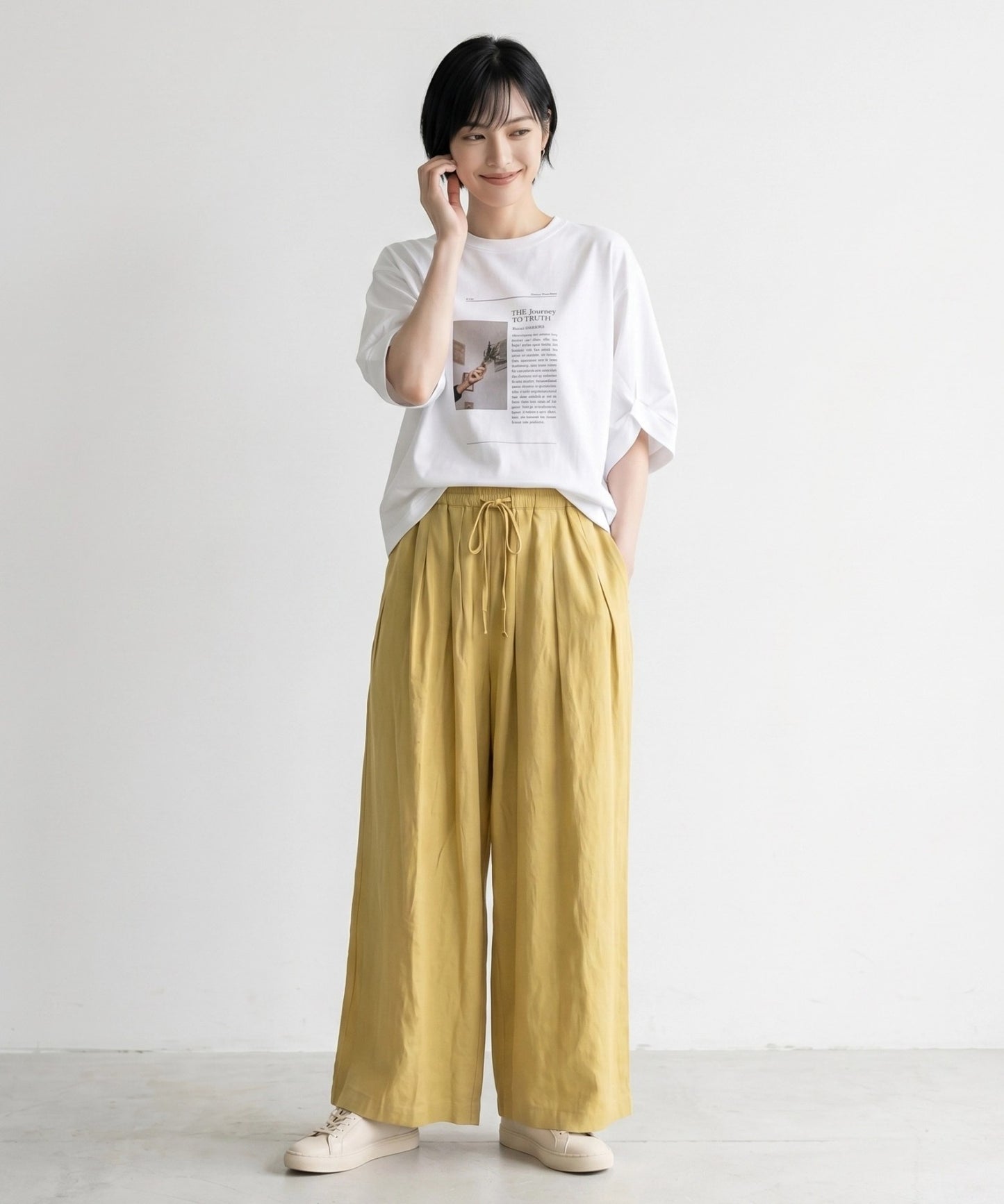 【FONT LAB】フォト×フォントプリント変形スリーブTシャツ