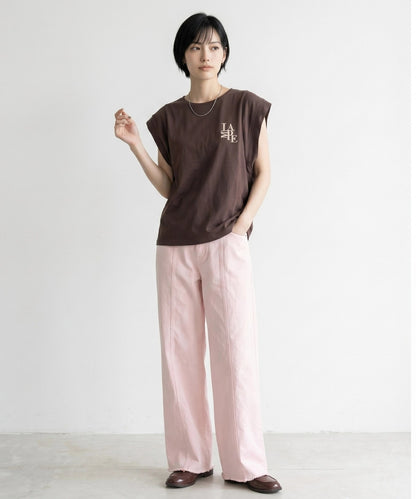 【FONT LAB】カットジョーゼットオーガンジーコンビロゴTシャツ
