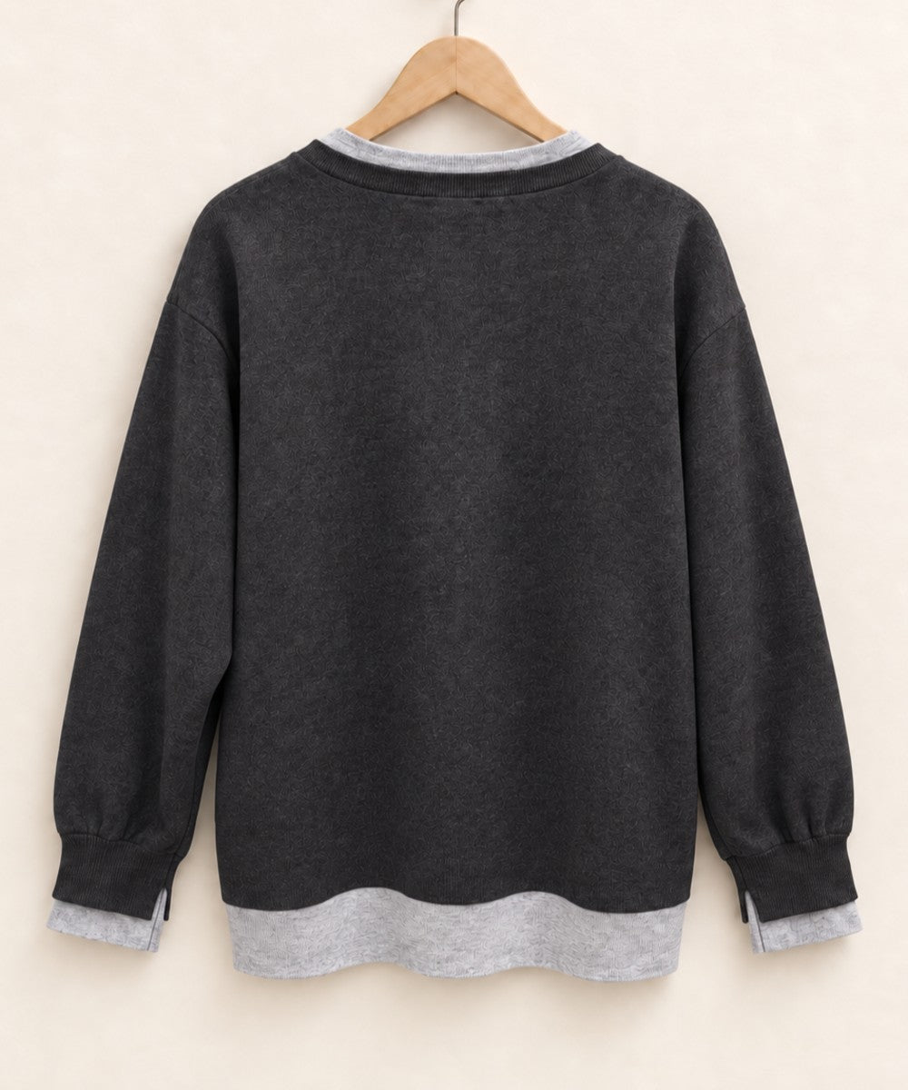 51-1350LIYOCA [Rogique]レイヤード風バイカラーニット【先行予約】
