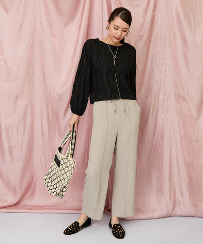 12-1898【JETSET SOLO PLUS】ラメピンストライプイージーパンツ