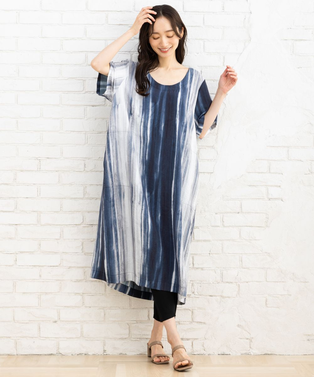 21号(6L～) KOKOMARINA グラデーションストライプワンピース