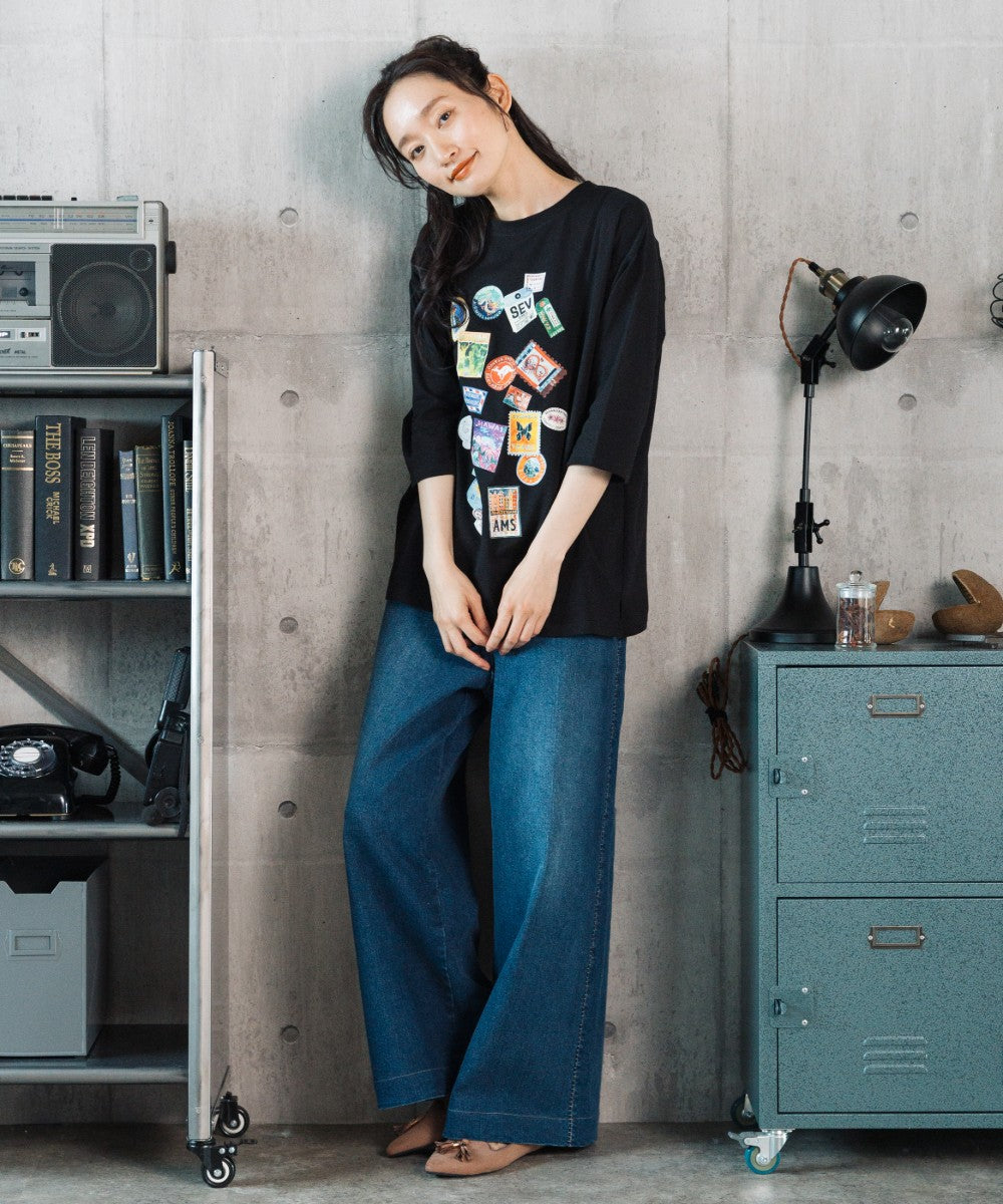 Bleu tango [Rogique]Jorney Memoriesプリント七分袖Tシャツ