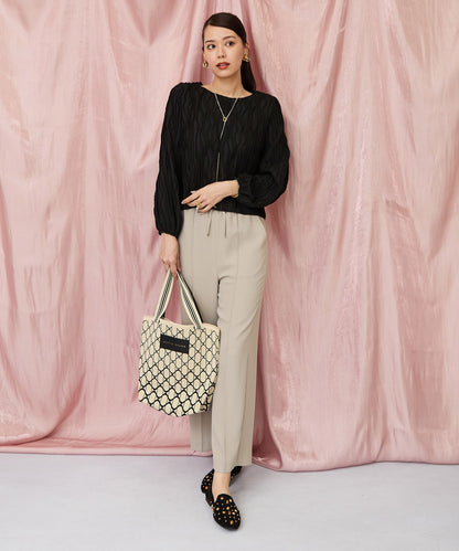 12-1898【JETSET SOLO PLUS】ラメピンストライプイージーパンツ