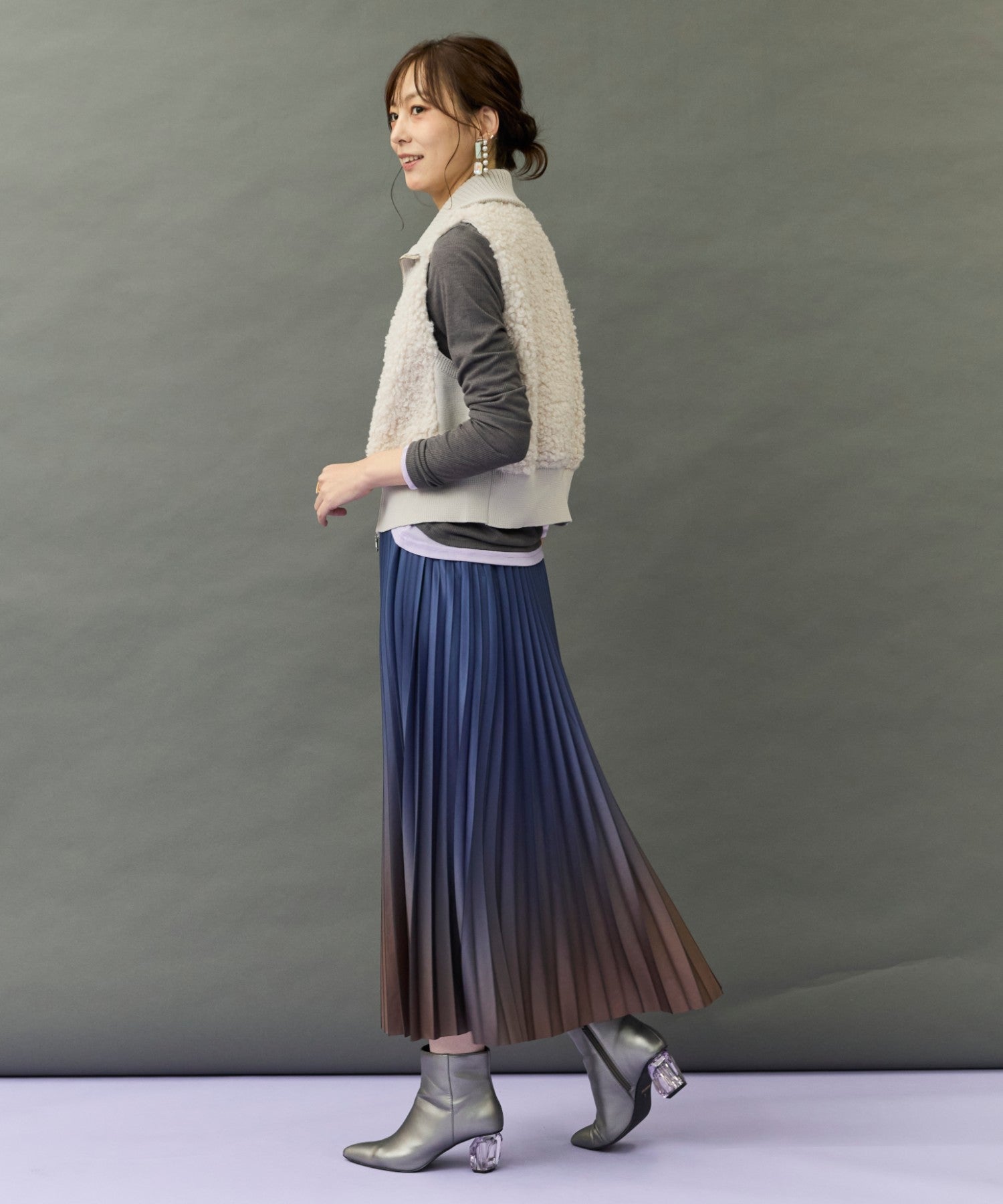 FONT LAB】グラデーションプリーツスカート'26AW｜ファッション通販の