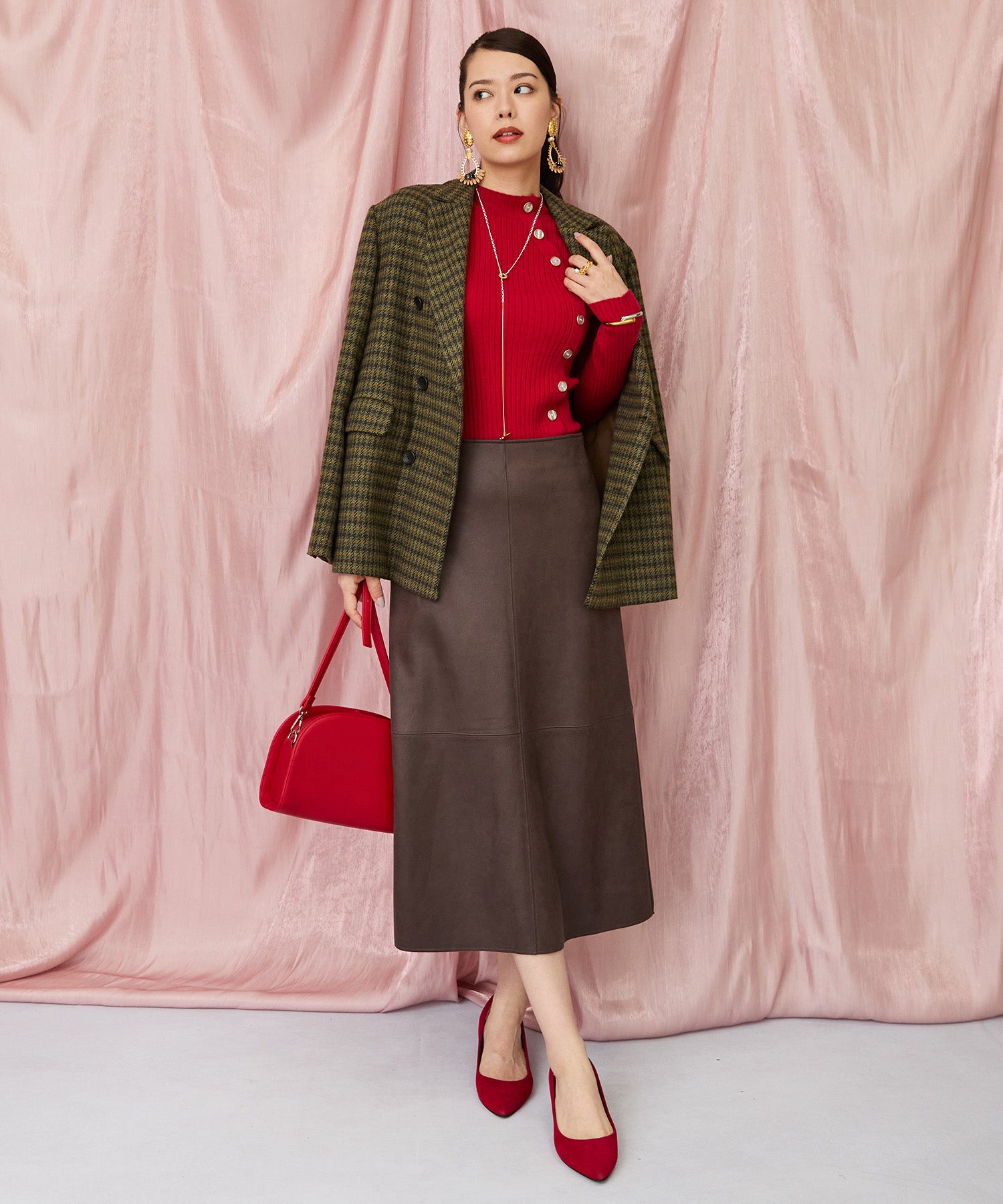 レディース フェイクレザー ミモレ丈 スカート｜JETSET SOLO PLUS