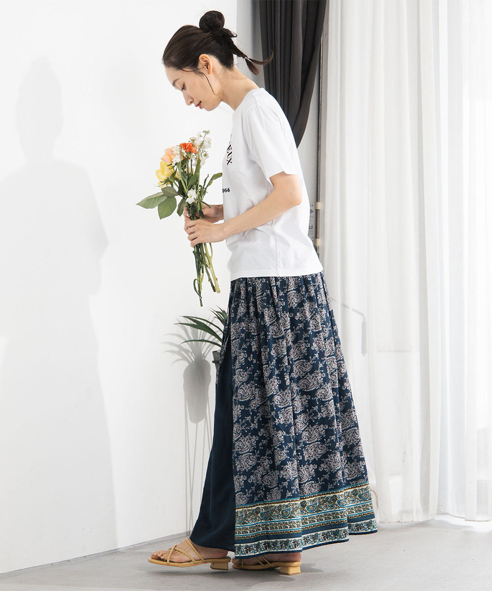 64-2678　21号(6L～) トロピカルパインエンブロイダリーTシャツ【先行予約】