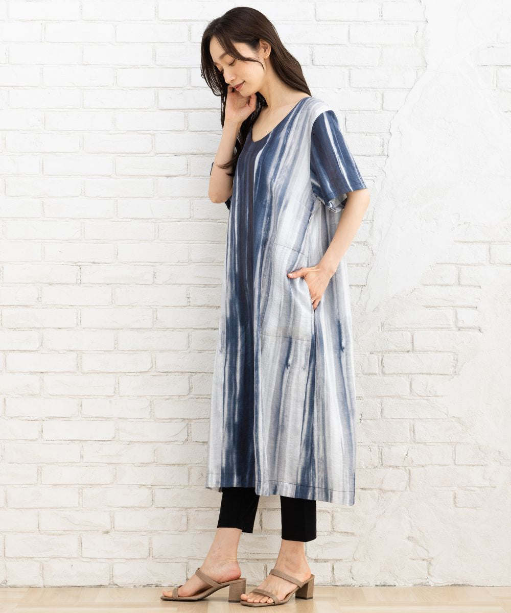 21号(6L～) KOKOMARINA グラデーションストライプワンピース